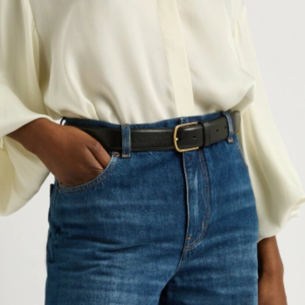 Toteme Wide Leather Belt Black Gold - Sold Out